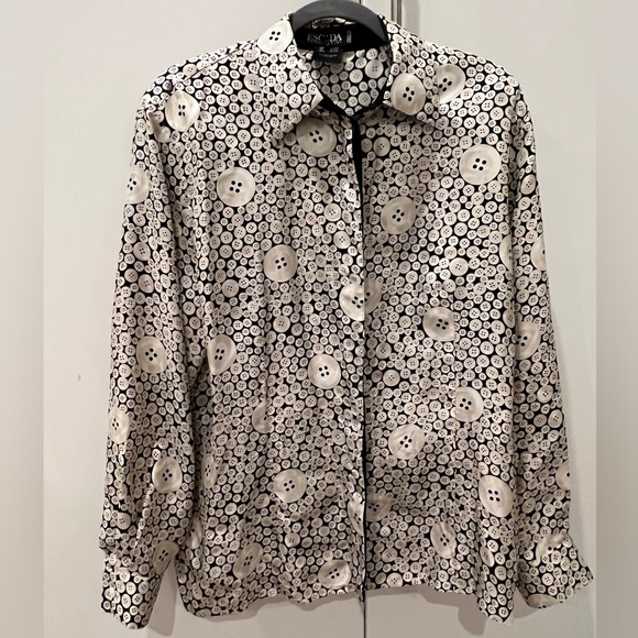 ESCADA Margaretha Ley Silk Long Sleeve Button Up Shirt